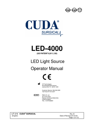 LED-4000  LED Light Source Operator Manual Rev. B July 2018 