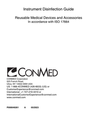 Table of Contents  1.0  IMPORTANT INFORMATION 1.1  2.0  Page  Introduction... 1  PRECAUTIONS, WARNINGS, and NOTES (Definitions) 2.1 2.2  Precautions... 2 Warnings... 2  3.0  EQUIPMENT REQUIRED  4.0  DISINFECTION INSTRUCTIONS  5.0  REFERENCE INFORMATION  6.0  EXAMPLES OF EACH FAMILY GROUP  i  