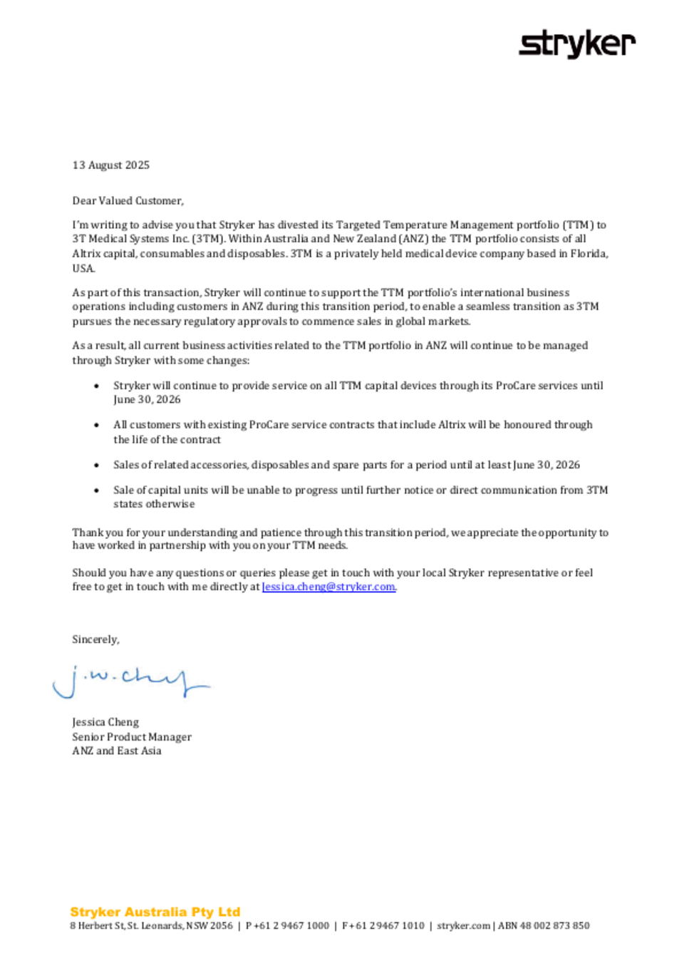 Altrix Systems Divestiture Notification PDF download