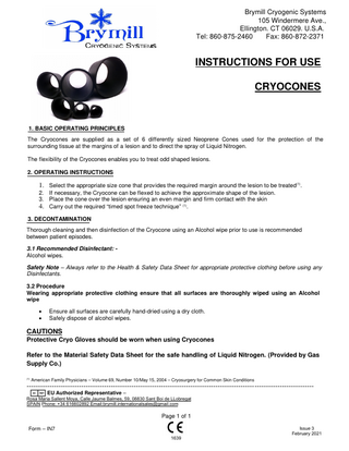 Cryocones Instructions for Use Issue 3 Feb 2021