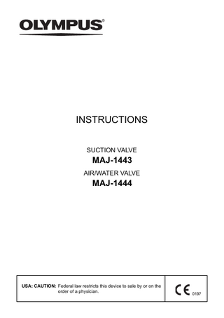 SUCTION VALVE and AIR/WATER VALVE Instructions