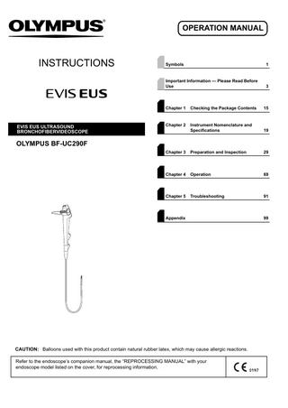 EVIS EUS ULTRASOUND BRONCHOFIBERSCOPE BF-UC290F Operation Manual