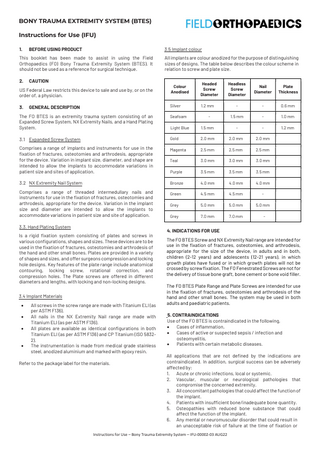 Bony Trauma Extremity System (BTES) Instructions for Use