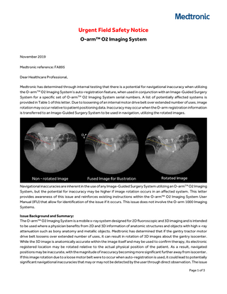 O-arm Imaging System Urgent Field Safety Notice 