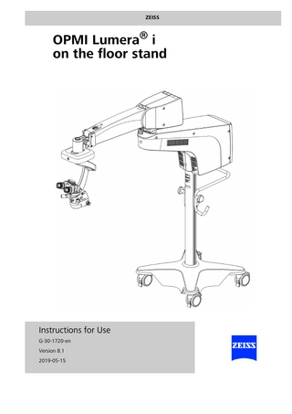 OPMI Lumera i on the floor stand Instructions for Use Ver 8.1 May 2019