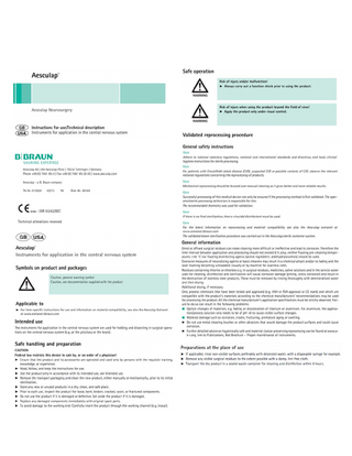 Instruments For Application In The Central Nervous System Instructions for Use/Technical Description