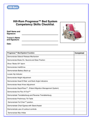 Progressa Bed Skills Checklist