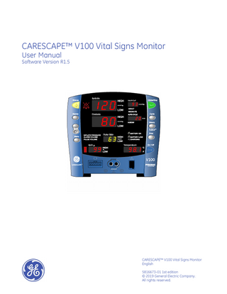 CARESCAPE V100 User Manual sw ver R1.5 Jan 2019