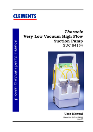 SUC 84154 Very Low Vacuum High Flow Suction Pump Thoracic User Manual