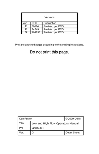 CareFusion Bird Low and High Flow MicroBlenders Instruction Manual Ver G 2018