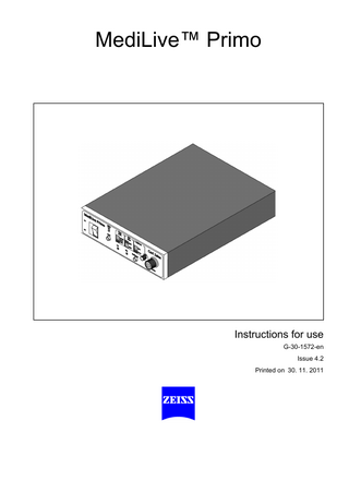 MediLive Primo Instructions for use Issue 4.2 Nov 2011