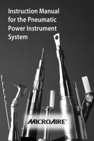 Instruction Manual for Pneumatic Handpieces  TABLE OF CONTENTS Introduction and Markings 		  1  Foot Control 			  3  Assembly  4  Handpieces  		  5-20  General Warnings  21-22  Troubleshooting  23  Cleaning/Decontamination  24  Sterilization  25  		  Service and Repairs References  26 		  27  