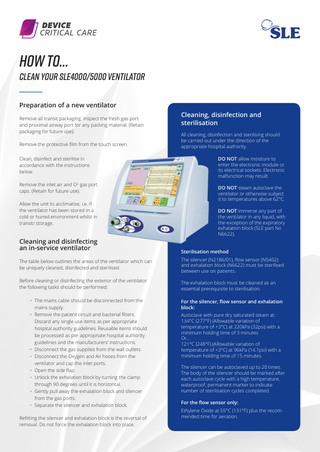 SLE4000 and SLE5000 Cleaning , Disinfection and Sterilisation Guide