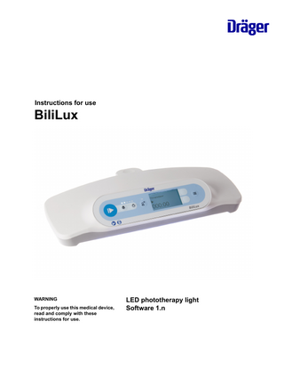 Bililux LED Phototherapy Light Instructions for Use Sw 1.n