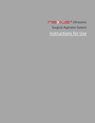 nexus Ultrasonic Surgical Aspirator Instructions for Use