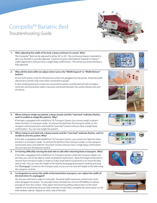 Compella Bariatric Bed Troubleshooting Guide Rev 1 July 2017