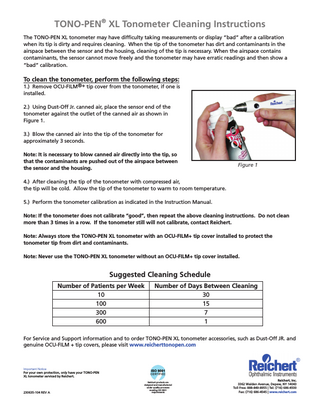 TONO-PEN XL Tonometer Cleaning Instructions Rev A