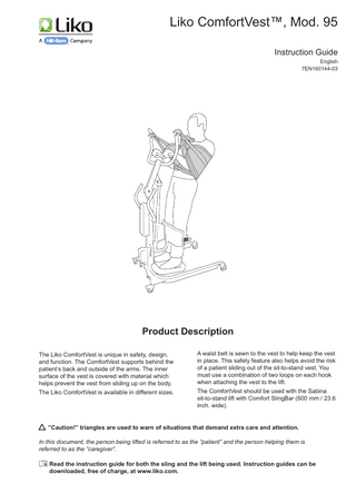 Liko ComfortVest Mod. 95 Instruction Guide Sept 2010