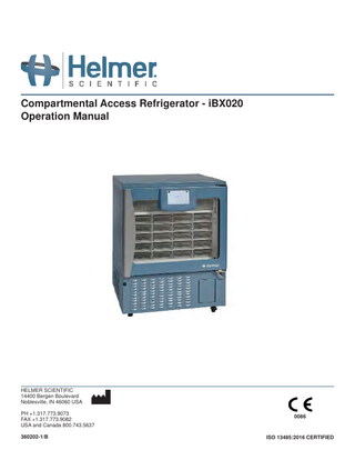 iBX020 Compartmental Access Refrigrator Operation Manual Rev B