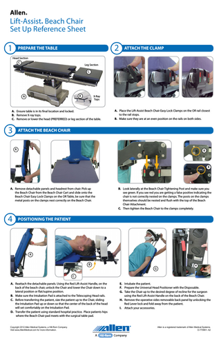 Lift- Assist Beach Chair Set Up Reference Sheet