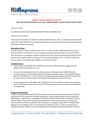 LMD-195MD Medical Device Field Action