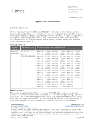 MiSeqDx E-box Urgent Field Safety Notice Oct 2017