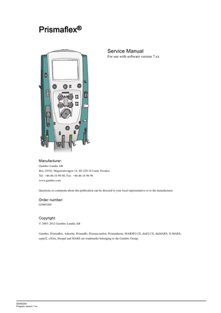 Prismaflex Service Manual Sw Ver 7.xx