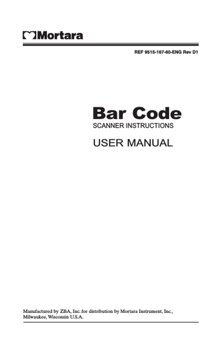 Bar Code Scanner Instructions User Manual Rev D1