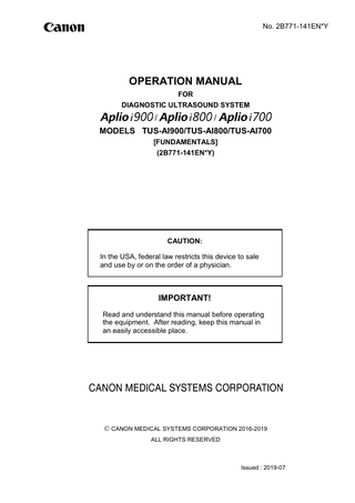 Aplio iXXX TUS-AIxxx series Operation Manual Fundamentals July 2019