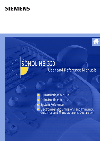 SONOLINE G20 Ultrasound Imaging System Instructions for Use Sw Ver 1 and 2