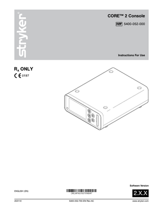 CORE 2 Console Instructions for Use rev AC Oct 2021