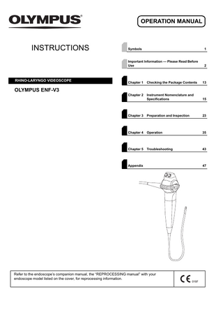 ENF-V3   RHINO-LARYNGO VIDEOSCOPE Operation Manual July 2019