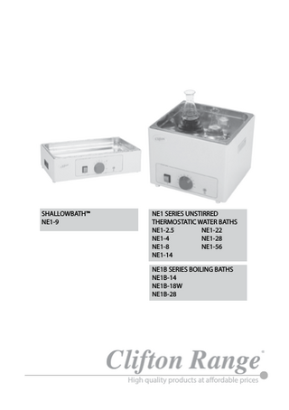 NE1xx series Unstirred Baths User Manual Issue 18 March 2014