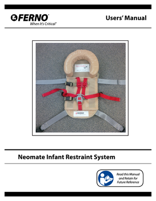 Neomate Infant Restraint System Users Manual