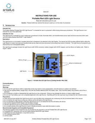 Entellus Medical 3844-001-Portable Red LED Light Source Instructions for Use Rev A July 2017