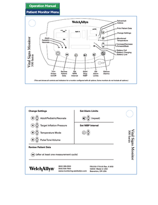 Vital Signs Monitor Series 300 Quick Reference Guide Rev A