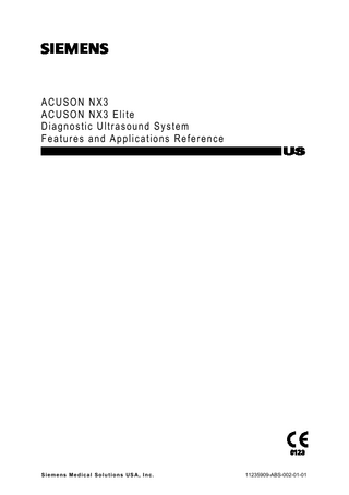 ACUSON NX3 and NX3 Elite Features and Applications Reference Manual Ver 1.0 Nov 2015