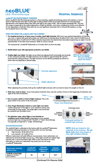 neoBLUE LED Phototherapy Hospital Inservice Rev E