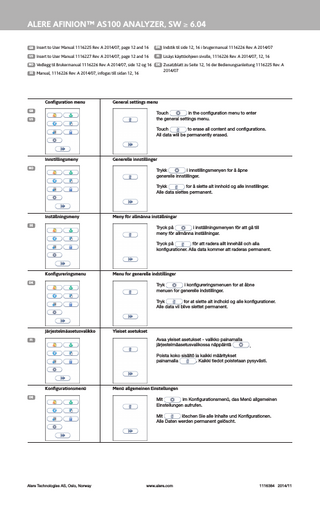 Afinion AS100 Analyzer Insert to User Manual Rev A July 2014