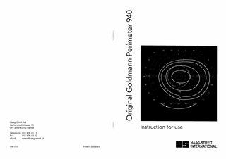 Original Goldmann Perimeter 940 Instructions for use