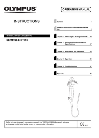 ENF-VT3  RHINO-LARYNGO VIDEOSCOPE Operation Manual Sept 2019