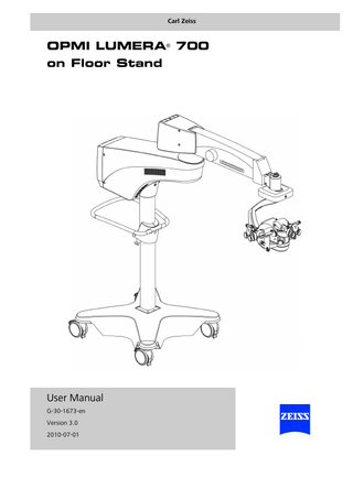 OPMI Lumera 700 on Floor Stand User Manual Ver 3.0 July 2010