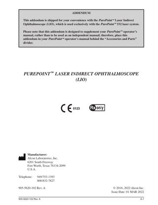 PUREPOINT Laser Operators Manual Rev A