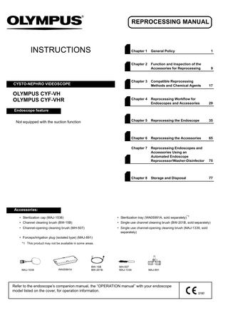 CYF-VHx Series CYSTO-NEPHRO VIDEOSCOPE Reprocessing Manual Aug 2011