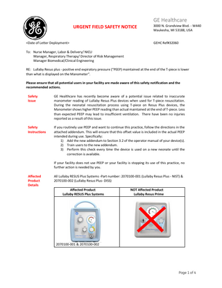 Lullaby Resus plus Urgent Field Safety Notice Jan 2018