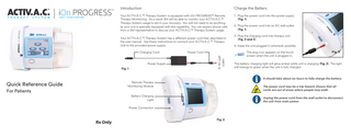 ACTIV.A.C Therapy System with iOn PROGRESS Quick Reference Guide for Patients Rev C