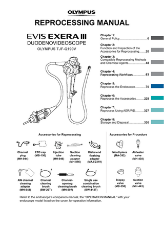 EVIS EXERA III DUODENOVIDEOSCOP TJF-Q190V Reprocessing Instructions