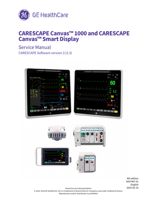 CARESCAPE Canvas 1000 and Canvas Smart Display Service Manual 4th edition