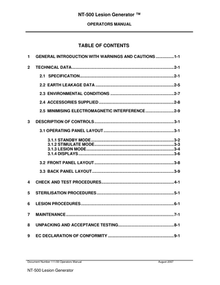 NT-500 Operators Manual Aug 2007