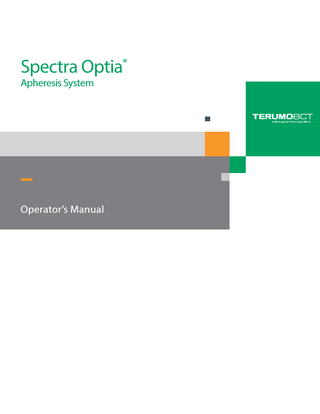 TERUMOBCT Spectra Optia Apheresis System Operators Manual